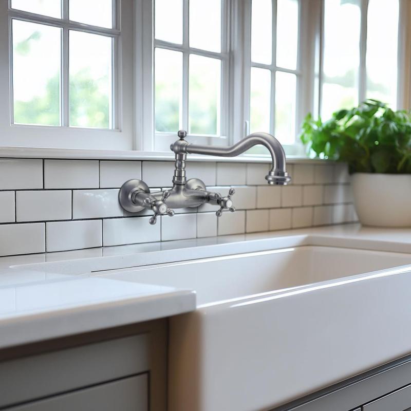 Torneira de cozinha nostálgica PB V2721, torneira de parede em aço inoxidável