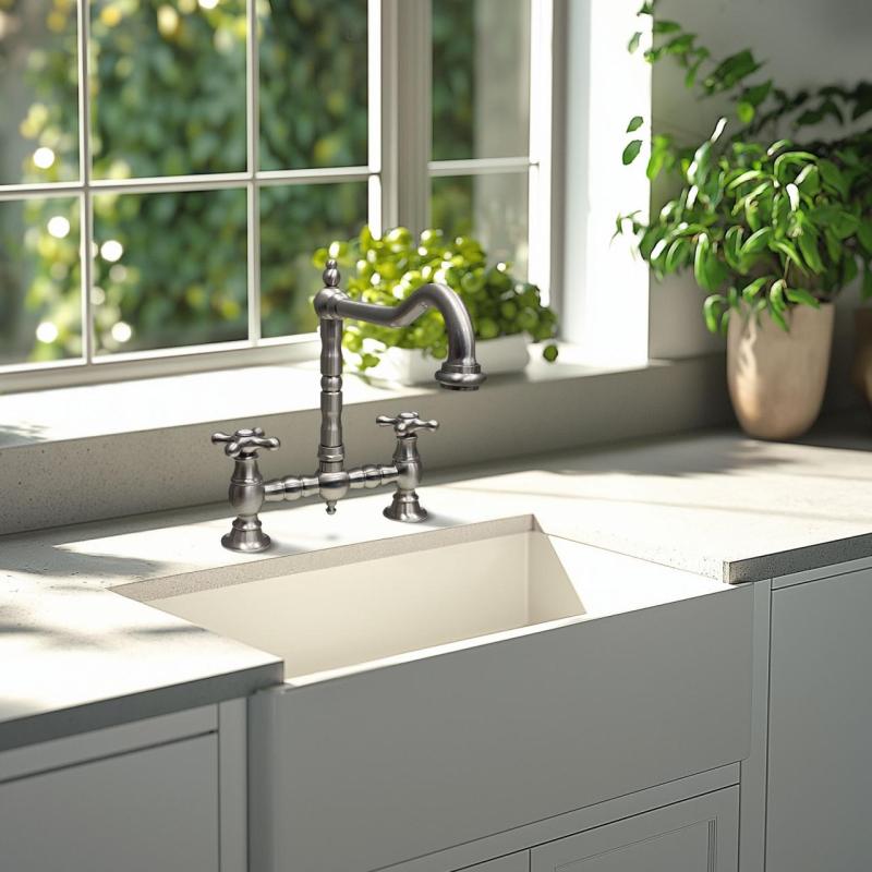 PB Torneira de Cozinha Nostálgica para Pia, Bico Angular em Aço Inoxidável com Botões Estrela PBN.RVS.H.ST