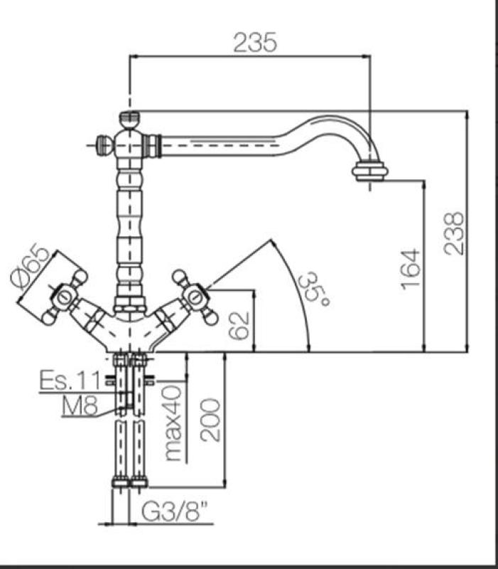 Torneira de cozinha nostálgica PB V1910 aço inoxidável