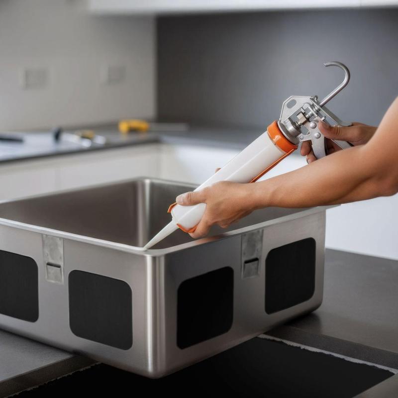 Cola de Silicone sem Ácido para Montagem de Pias de Aço Inoxidável Sob Bancadas