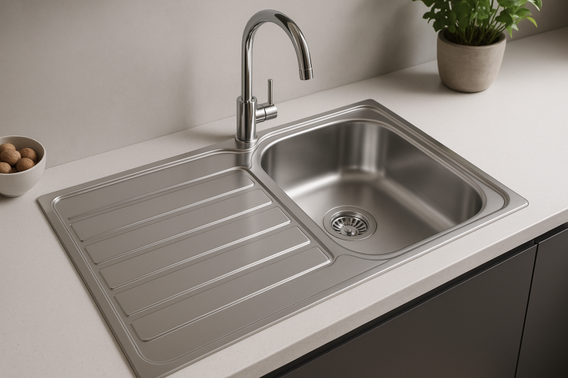 Franke Spark SKX 611 pia de cozinha em aço inoxidável com escorredor, montagem superior, 86x50cm 101.0315.545