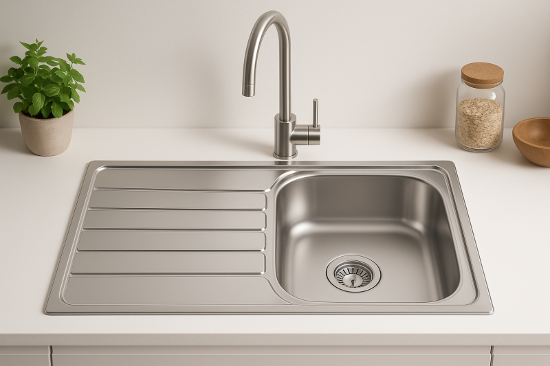 Franke Spark SKX 611 pia de cozinha em aço inoxidável com escorredor, montagem superior, 86x50cm 101.0315.545