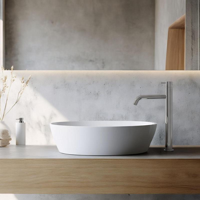 Torneira de lavatório Waterevolution Flow com bico alto para lavatórios, incl. tampão de clique cromado T11501