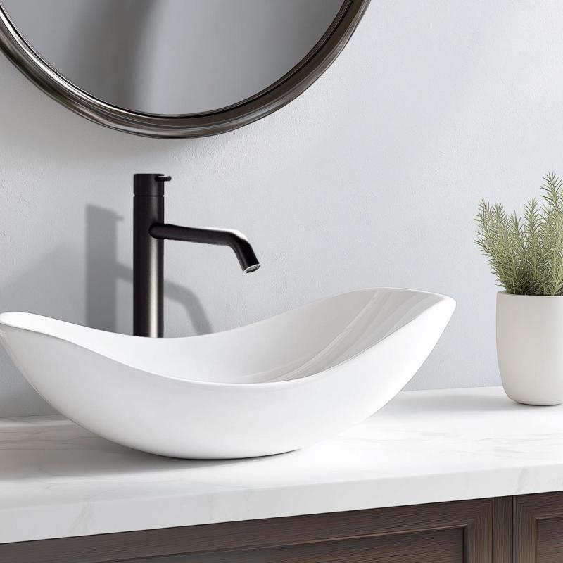 Waterevolution Flow torneira alta para lavatório para bacias, incluindo válvula click, preto fosco T115PR