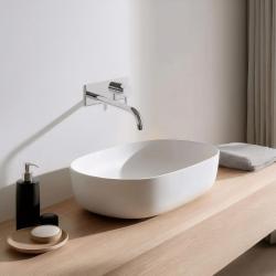 Waterevolution Flow misturador de lavatório embutido com placa de cobertura cromada com bica de 25cm T1161B01-25