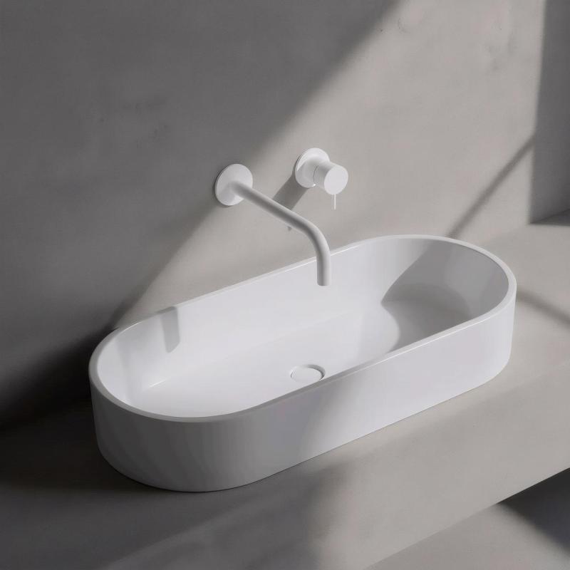 Torneira de lavatório embutida Waterrevolution Flow em branco mate com bico de 25 cm T116BBR-25