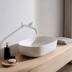 Waterevolution Flow torneira de lavatório embutida com placa de cobertura branca fosca com bica de 25cm T1161BBR-25