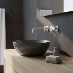 Waterevolution Flow Torneira de lavatório embutida de 3 furos Branco mate com bico de 25 cm T1163FBR-25