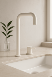 Waterevolution Flow torneira de lavatório de 2 furos com bica alta 222 branco mate T122HBR