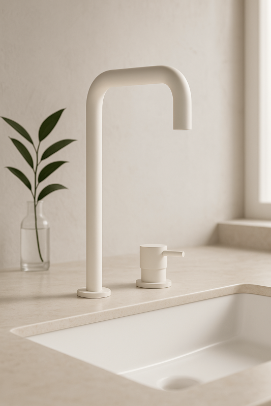 Waterevolution Flow torneira de lavatório de 2 furos com bica alta 222 branco mate T122HBR