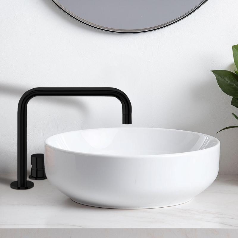 Torneira de lavatório Waterrevolution Flow de 2 furos, preto mate T112HPR