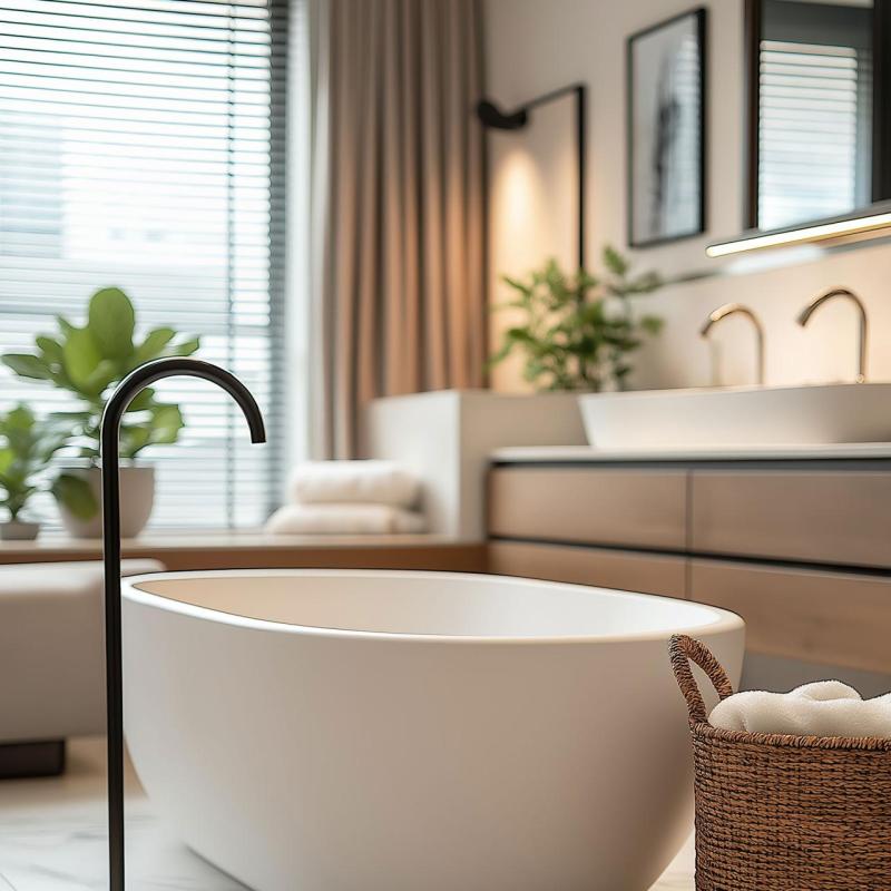 Waterevolution Flow bica de banheira de piso preto fosco T1673PR