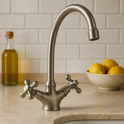 Torneira de cozinha nostálgica V1900 em aço inoxidável