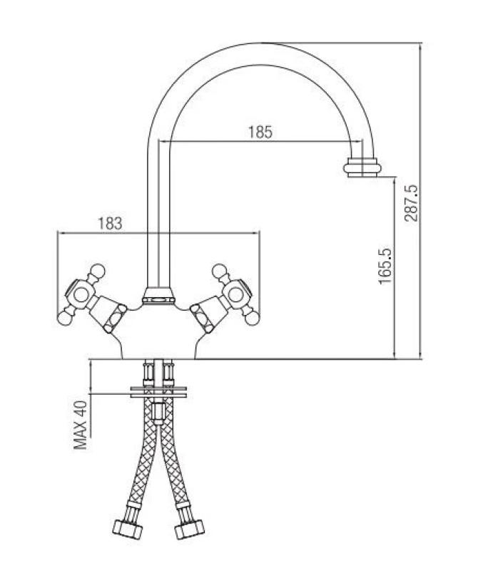 Torneira de cozinha nostálgica PB V1905 Cromada