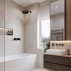 Termóstato de duche embutido Waterevolution Flow com roseta redonda em preto mate 1208778082 T142TBPR