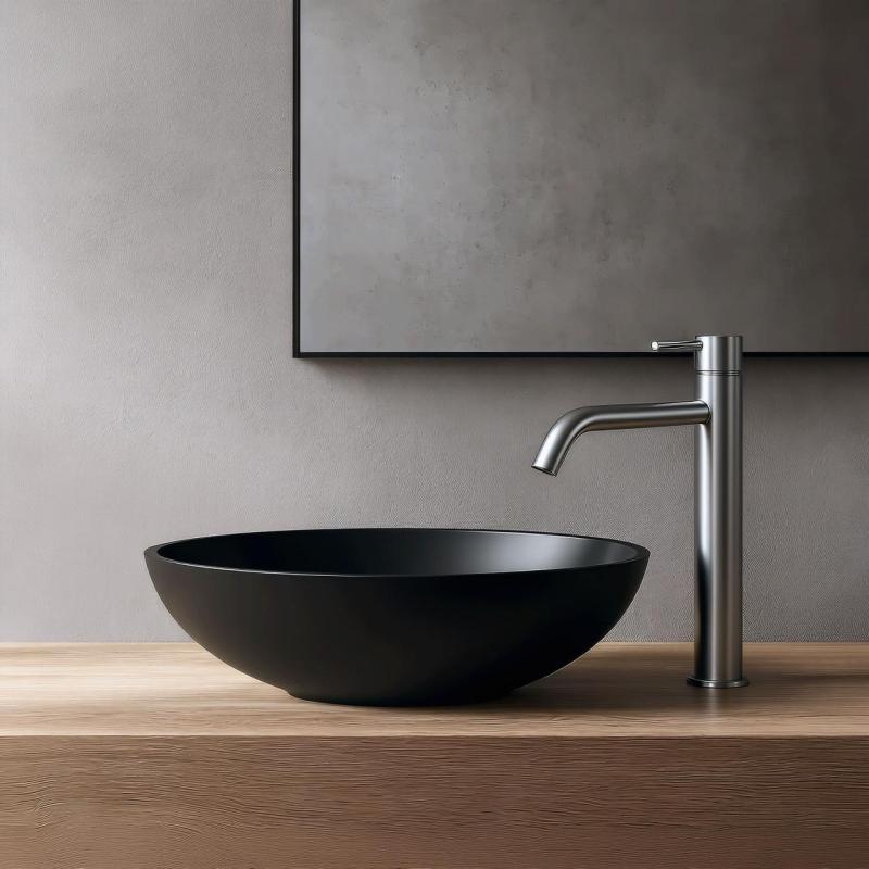 Waterevolution Flow torneira de lavatório de bica alta para lavatórios, incl. válvula click, totalmente em aço inoxidável T115IE