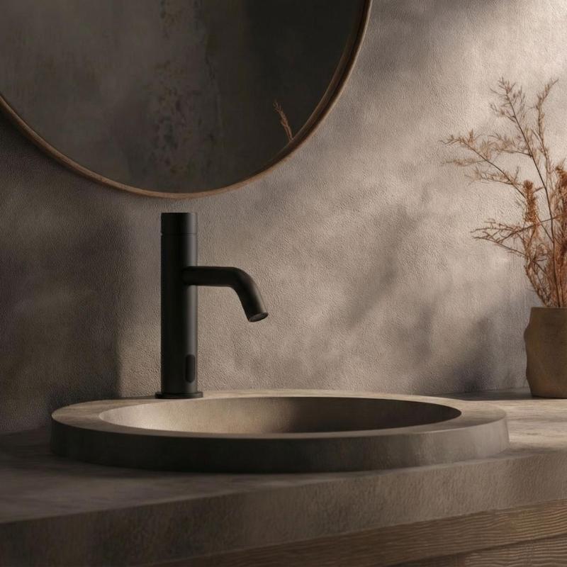Waterevolution Flow torneira eletrônica para lavatório com sensor infravermelho a pilhas, preto fosco T110EBPR