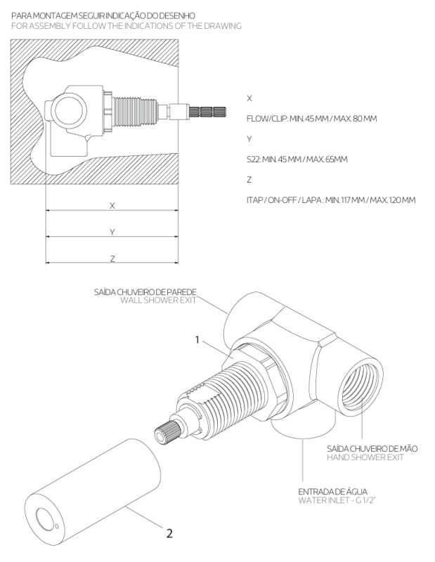 Waterevolution Flow embutida ducha termostática com 2 saídas totalmente em aço inoxidável 1208852642