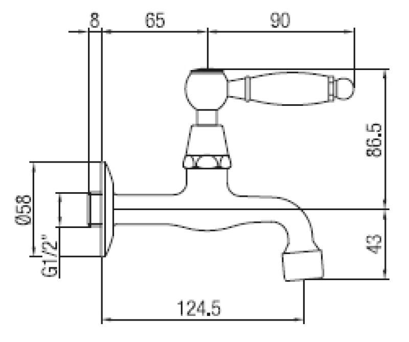 PB torneira de parede clássica com alavanca branca para água fria bronze 1208853512