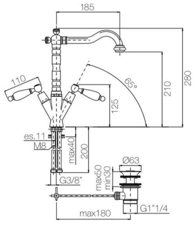 PB torneira clássica para lavatório com alavancas brancas, bica de 18,5 cm, acabamento cromado, 1208854292
