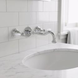 Torneira embutida clássica PB com alavancas brancas, bica de 20 cm, Cromado 1208854352