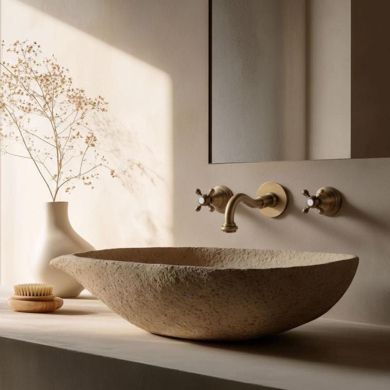 PB torneira de parede clássica embutida com manípulos em forma de estrela, bico de 16 cm, bronze 1208855052.