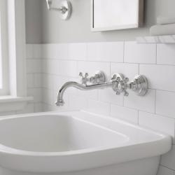 PB torneira de parede embutida clássica com manípulos em forma de estrela, bica de 25 cm, Cromado 1208855112