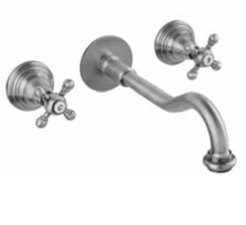 PB torneira de parede clássica embutida com manípulos em estrela 25 cm de bica Aço Inoxidável 1208855132