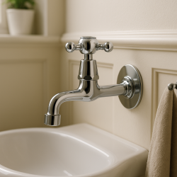 PB torneira clássica de parede com manípulo em forma de estrela, água fria, cromada 1208855592