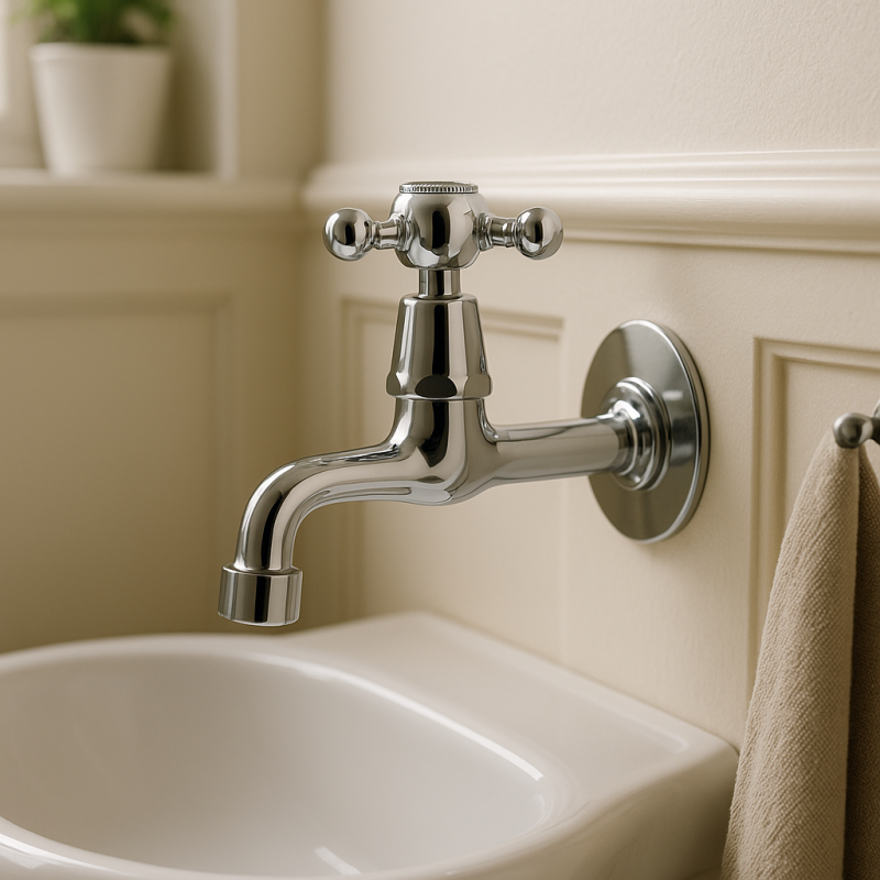 PB torneira clássica de parede com manípulo em forma de estrela, água fria, cromada 1208855592