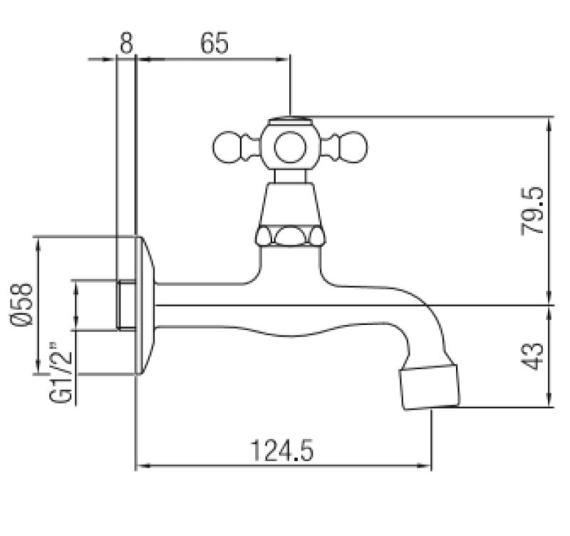 PB torneira clássica de parede com botão estrela para água fria inox 1208855612