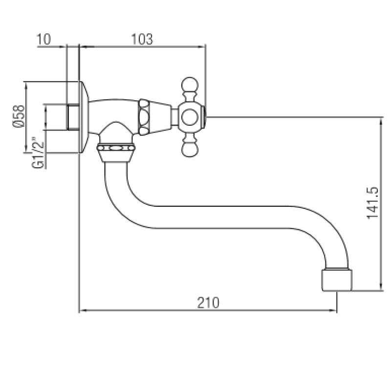 PB torneira de parede clássica com botão em forma de estrela para água fria e bica longa em aço inoxidável 1208855642