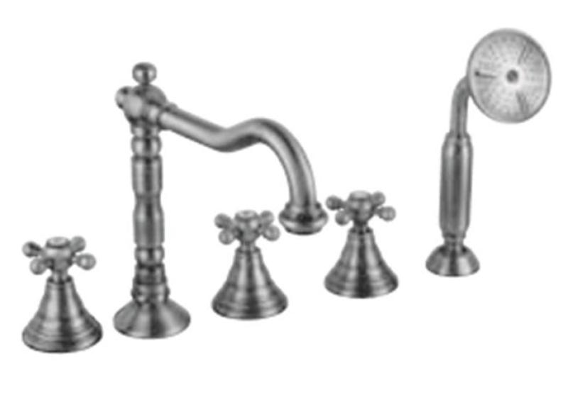 PB torneira clássica de 5 furos para borda de banheira com botões fortes Cromado 1208855772