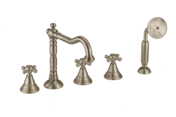 PB torneira clássica de 5 furos para borda de banheira com botões em aço inoxidável 1208855792