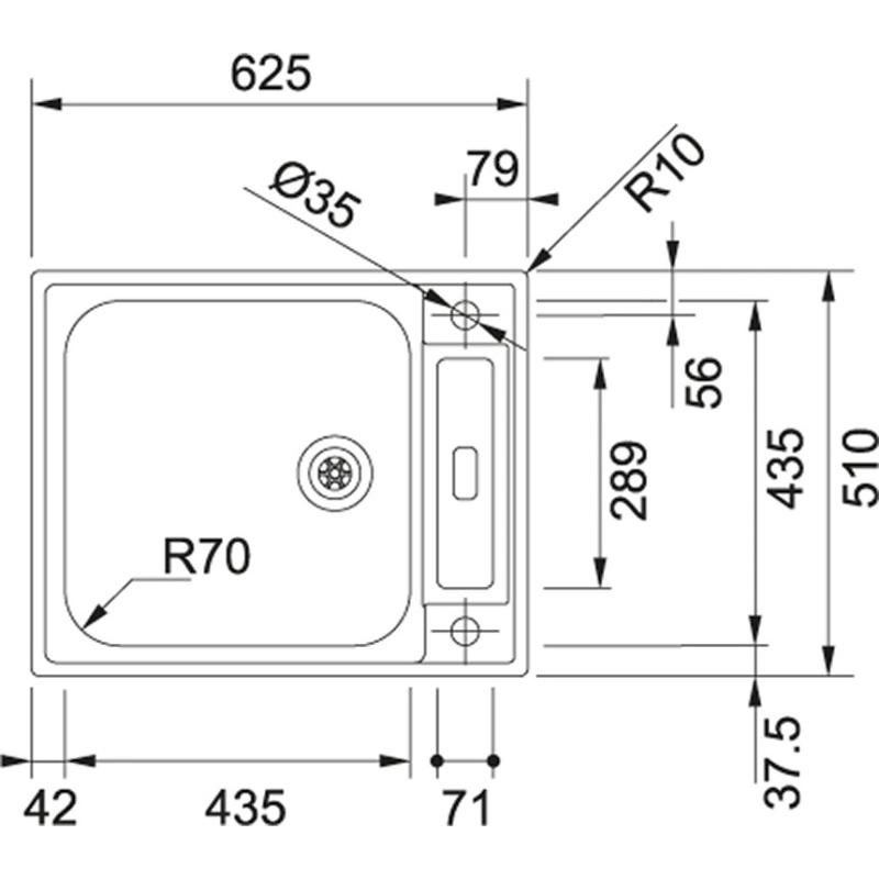 Franke Argos AGX 210 pia de aço inoxidável de montagem nivelada 625x510 reversível 127.0380.400