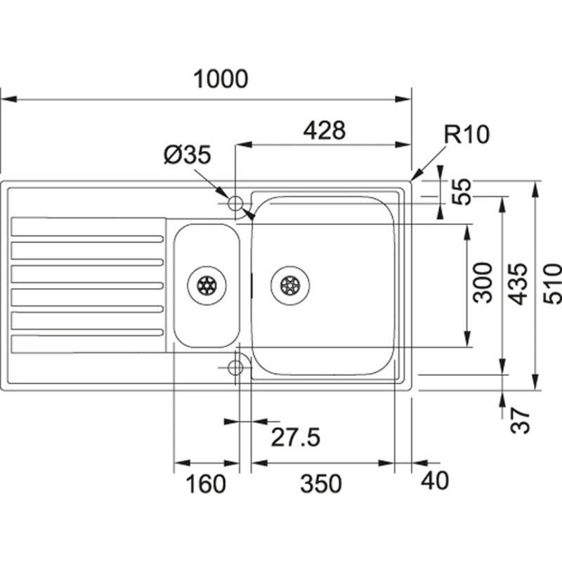 Franke Argos AGX 251 1,5 pia de aço inoxidável com escorredor semi-embutida 1000x510 127.0380.391