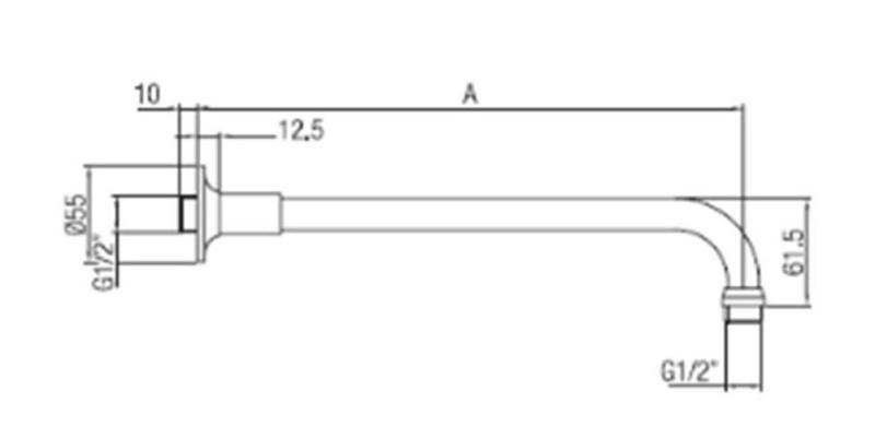 Braço de chuveiro clássico PB cromado 40cm 1208898912