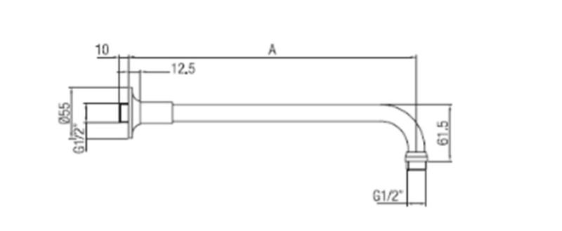 PB braço de chuveiro clássico em aço inoxidável 40cm 1208898932