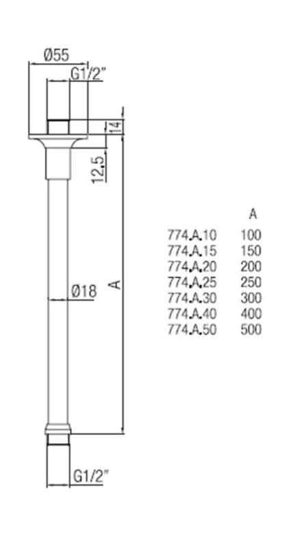 Braço de teto clássico para chuveiro PB, inox 30cm 1208898962