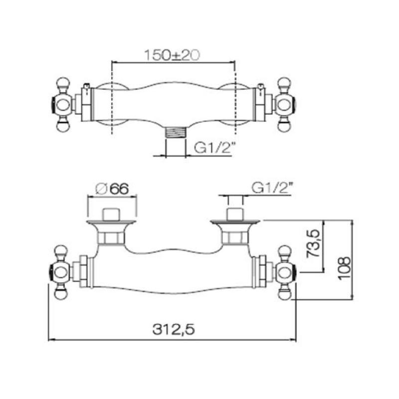 PB clássico Termostato de Chuveiro Cromado 1208898972