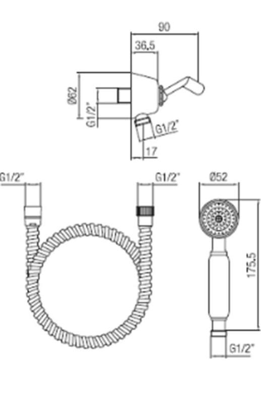 Conjunto de ducha manual clássica PB com suporte cromado 1208899052