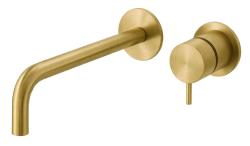 Torneira de lavatório embutida Watervolution Flow em latão escovado com bico de 21 cm T116BLE-21