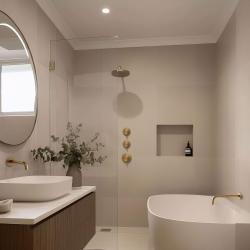 Termóstato de duche embutido Waterrevolution Flow com 2 torneiras de fecho em latão escovado 1208916452