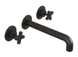 Revolução da Água Cruz Torneira de Lavatório Embutida 3 Furos Preto Fosco 19cm Saída 1208916572