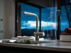 Franke torneira de cozinha de aço inoxidável maciço Atlas Neo com bica giratória 115.0521.435
