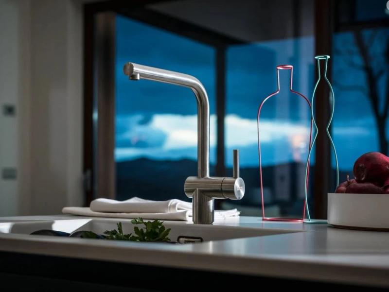 Franke torneira de cozinha de aço inoxidável maciço Atlas Neo com bica giratória 115.0521.435