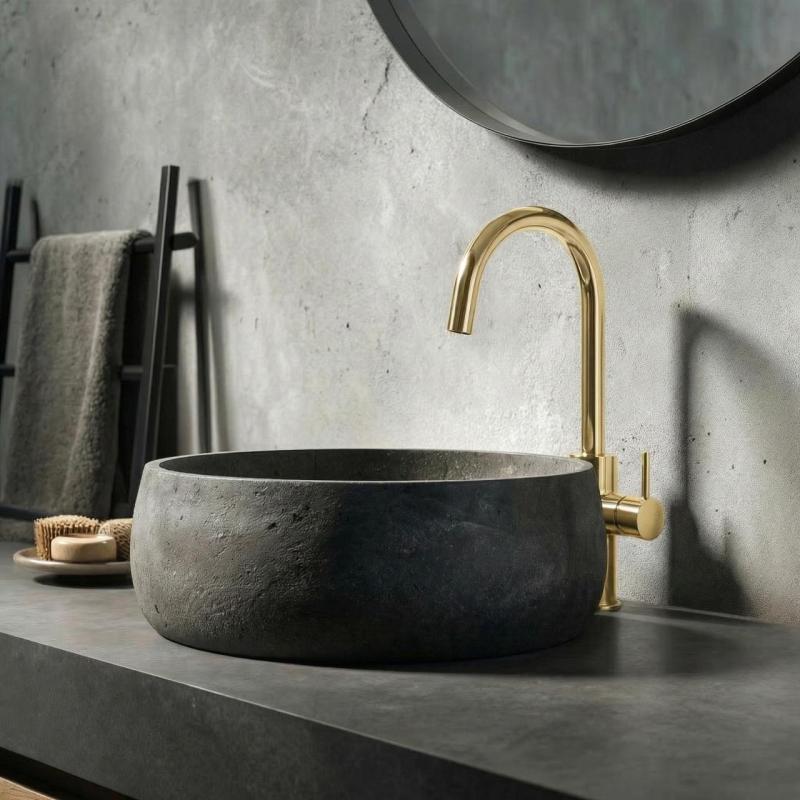 Waterevolution Flow torneira de lavatório modelo alto PVD escovado light gold T1121FUWGE