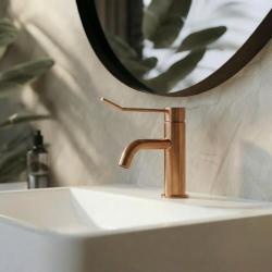 Waterevolution Flow torneira de lavatório incl. click plug PVD cobre escovado T111CPE