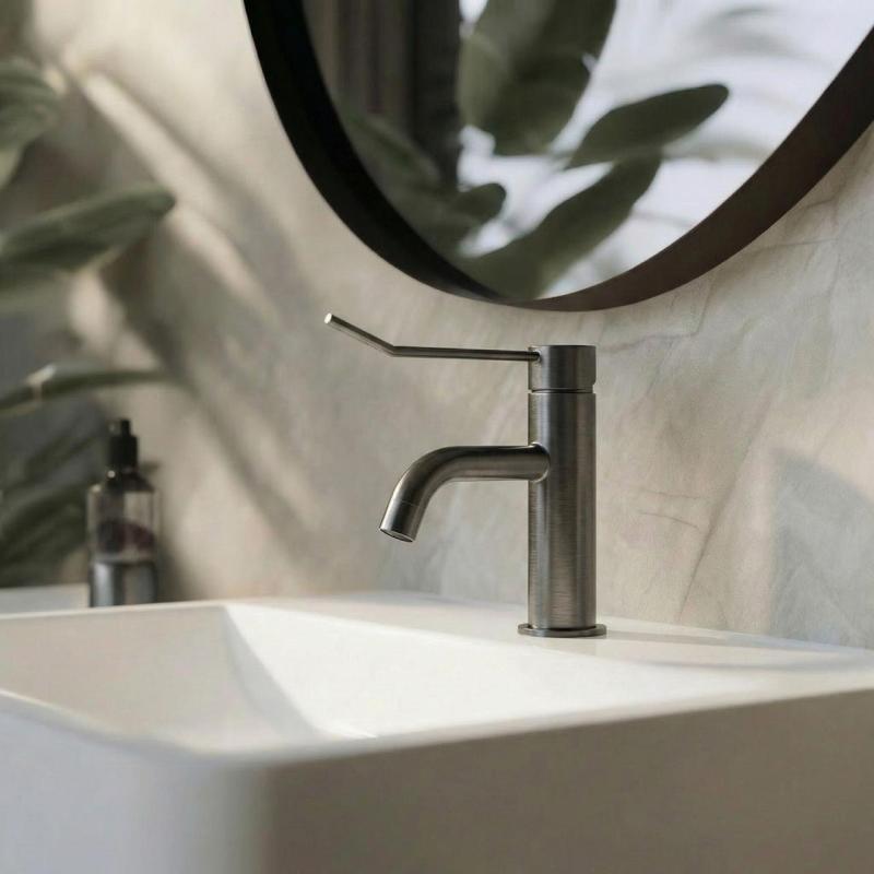 Waterevolution Flow torneira de lavatório incl. click plug PVD gun metal T111GME