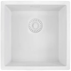 Caressi White Line pia de quartzo branca 40cm para instalação nivelada CAGRPP40WH-FL 1208921336